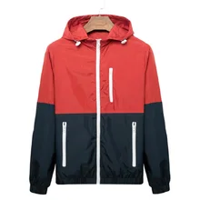 Windbreaker Men Casual Spring Autumn Lightweight Jacket 2021 New Arrival Hooded Contrast Color Zipper up Jackets Outwear Cheap