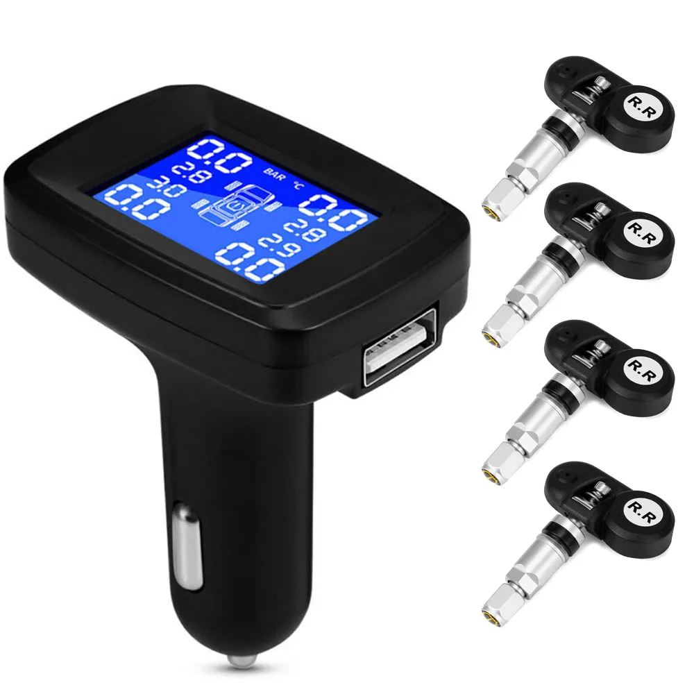 1 комплект TPMS контроль температуры в шинах прикуриватель и 4 шт. внутренние датчики система контроля давления в шинах