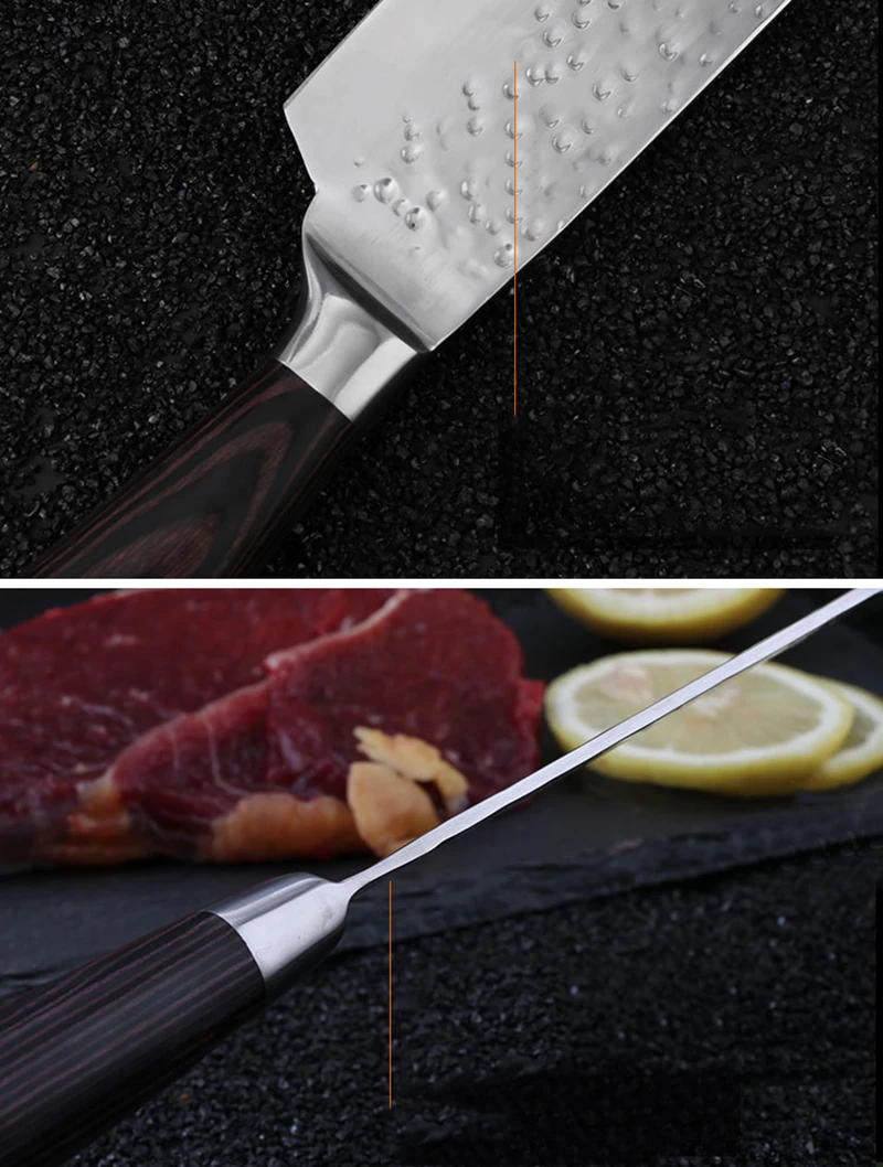 2 шт набор кухонных ножей " китайский нож шеф-повара японский дамасский лазерный узор ручной работы резки мяса приготовления мясника ножи с антипригарным покрытием