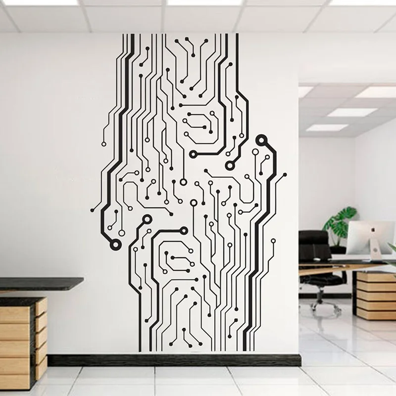

Circuit Board Art Wall Decal Vinyl Game Gamer Room Decor Sticker Computer IT Technology Office Decoration Wallpaper Murals AA10