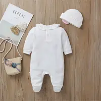 2019 Baby Spring Autumn Clothing Newborn Infant Girl Floral Romper Baby Jumpsuit Hat 2Pcs Outfits Long Sleeve Clothes 3