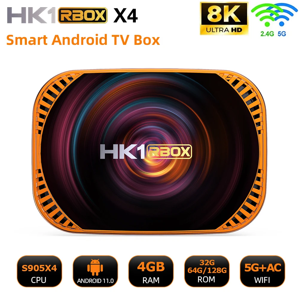 

New HK1 RBOX X4 Android 11 Amlogic S905X4 3D Smart TV BOX 8K 4G+32/64/128GB Wifi 2.4G&5G Support Google Player Youtube Netlflix
