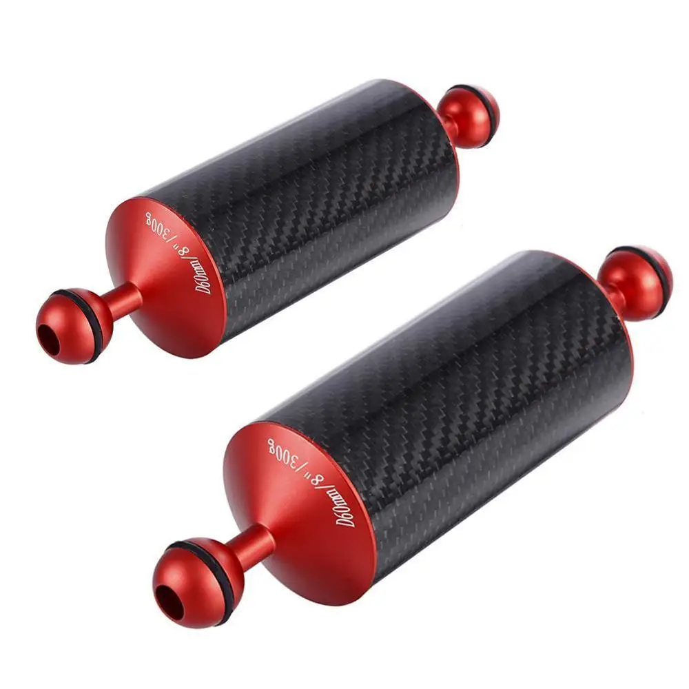 8/10 inch Carbon Fiber Float Buoyancy Aquatic Arm Double Ball Floating Mount for Diving Camera Underwater Tray