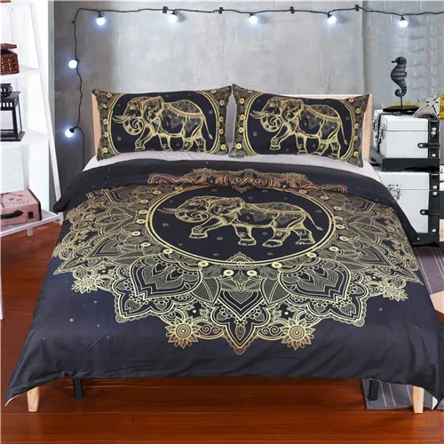 indian sun n moon mysterious golden bedding set king queen double full single size bed linen set 