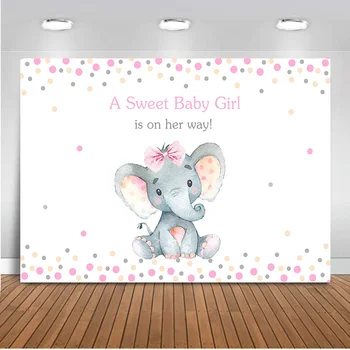 

Neoback sweet baby girl theme party elephant background for photography Newborn baby shower photo backdrops studio custom 498