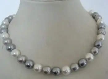 

free shipping >>>>noble jewelry stunning AAA+9-10mm Freshwater white grey color pearl necklace