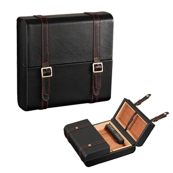 

GALINER Leather Cigar Case Travel Cigar Humidor Box Portable Cedar Wood Box W/ Humidor Humidifier Cigar Accessories