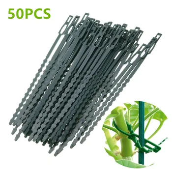 

50pcs/lot Adjustable Plastic Plant Cable Ties Reusable Cable Ties for Garden Tree Climbing Support Greenhouse Grow Kits