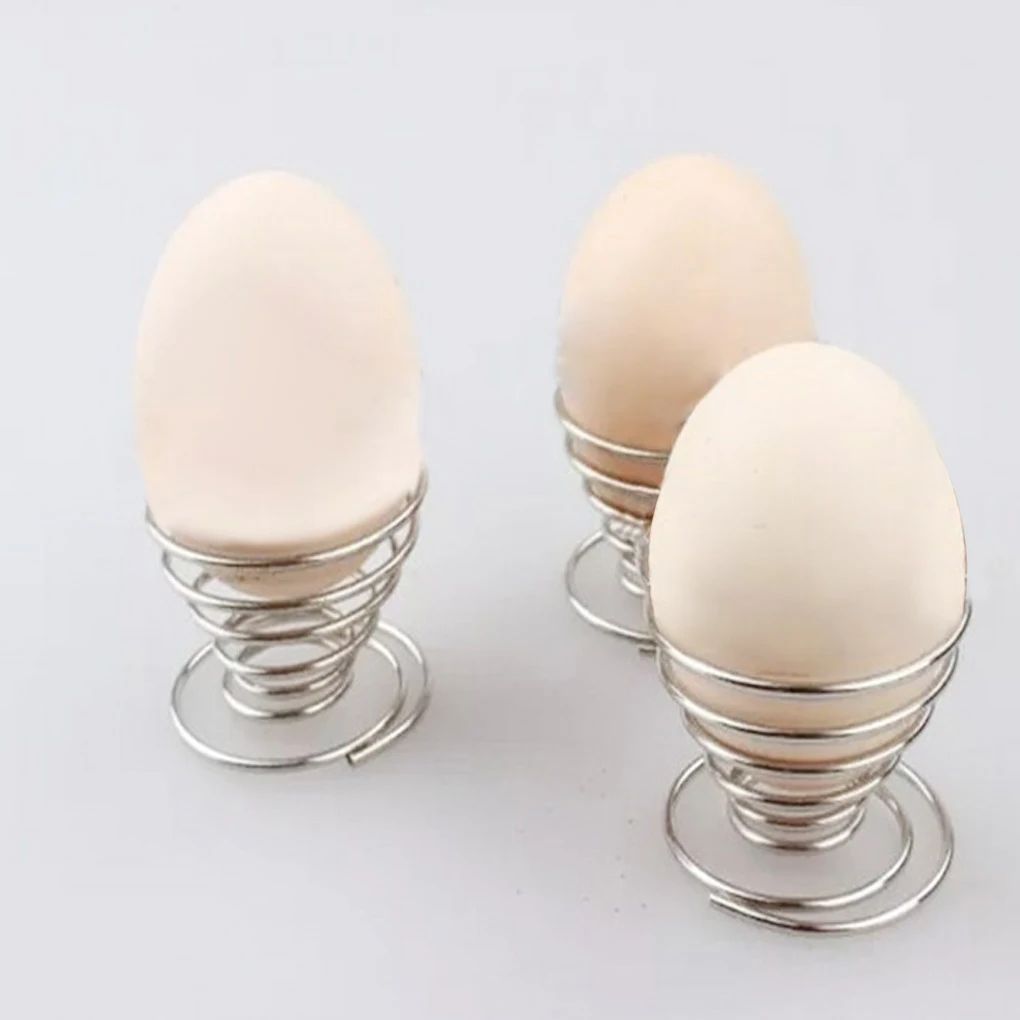 Egg Holder Metal Egg Cup Spiral Kitchen Breakfast Cooking Tool Eggs Spring Holder Kitchen Gadgets Cooking Cup 1/5pcs