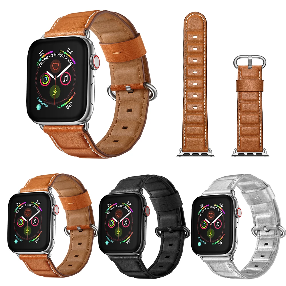 

Genuine Leather strap for apple watch band 4 5 42mm 38mm bracelet high quality watchband for iwatch 5/4/3/2 44mm 40mm wristbelt