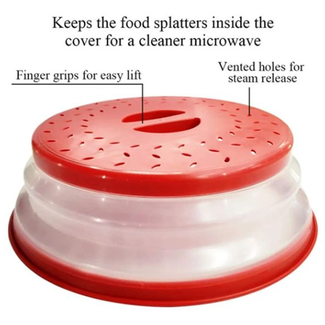 2X Collapsible Microwave Splatter Cover, Microwave Trays Food Cover With  Lids(Red) - AliExpress