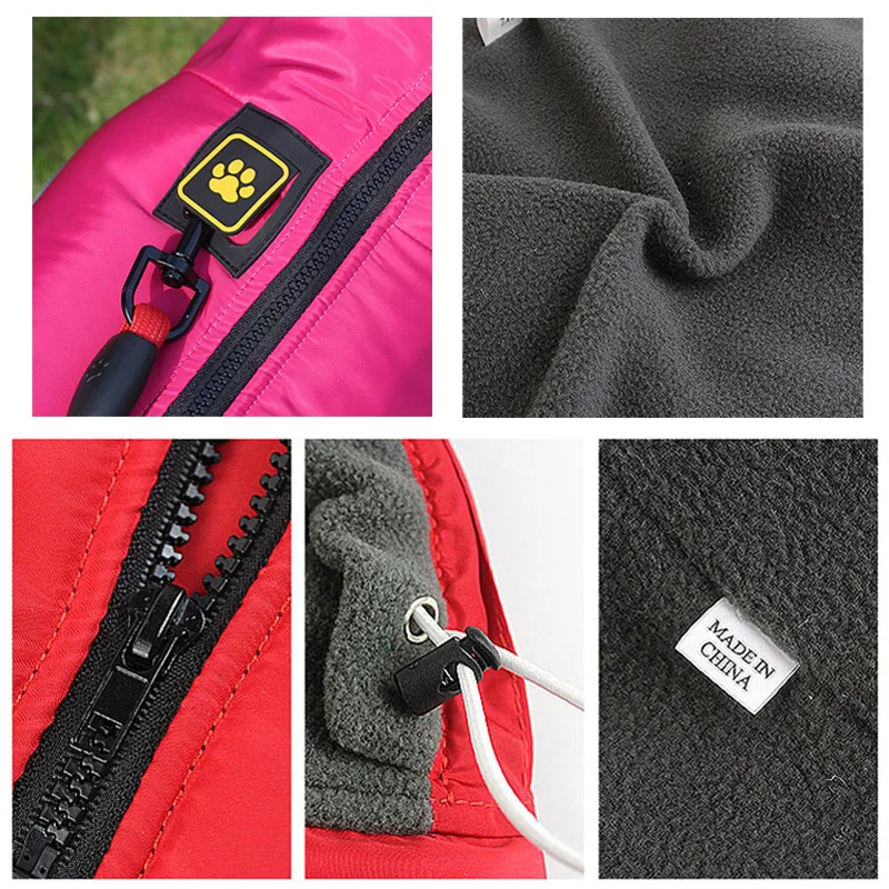 discount  Waterproof Dog Clothes for Large Dogs Winter Warm Big Dog Jackets Padded Fleece Pet Coat Safety Ref