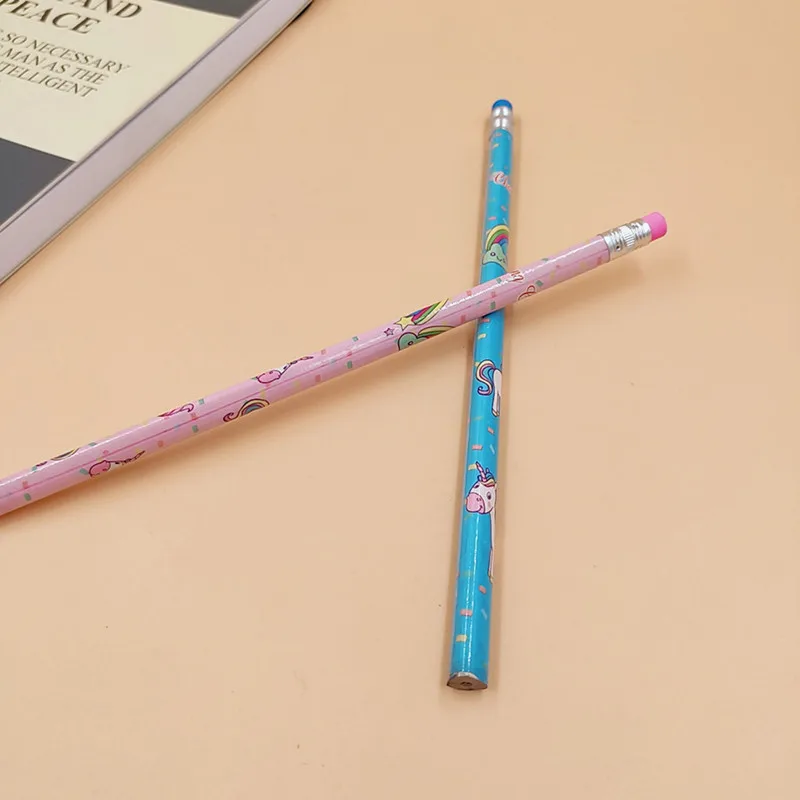 4 шт. мультяшный Радужный Единорог карандаши для детей карандаши с ластиками радужные карандаши для школы офисные принадлежности Школьные карандаши