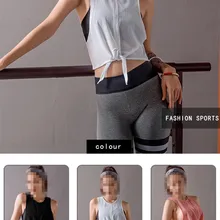 Спортивный жилет для йоги Женская свободная рубашка быстросохнущая Футболка тонкая для тренировок и фитнеса сплошная рубашка Топы белый сетчатый Одноцветный галстук