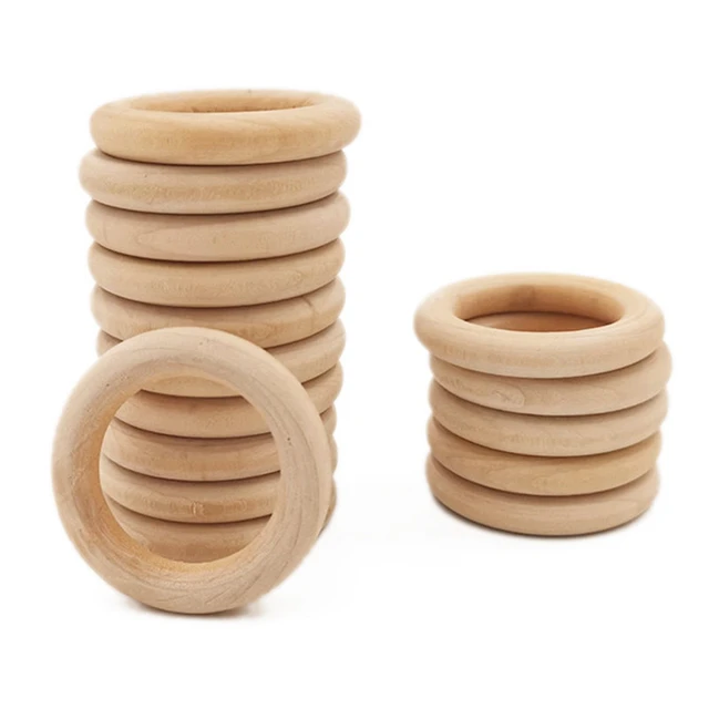 Unfinished Solid Natural Wooden Teething Ring Wood Lead-Free Beads For  Ornaments Connectors Jewelry Making Macrame