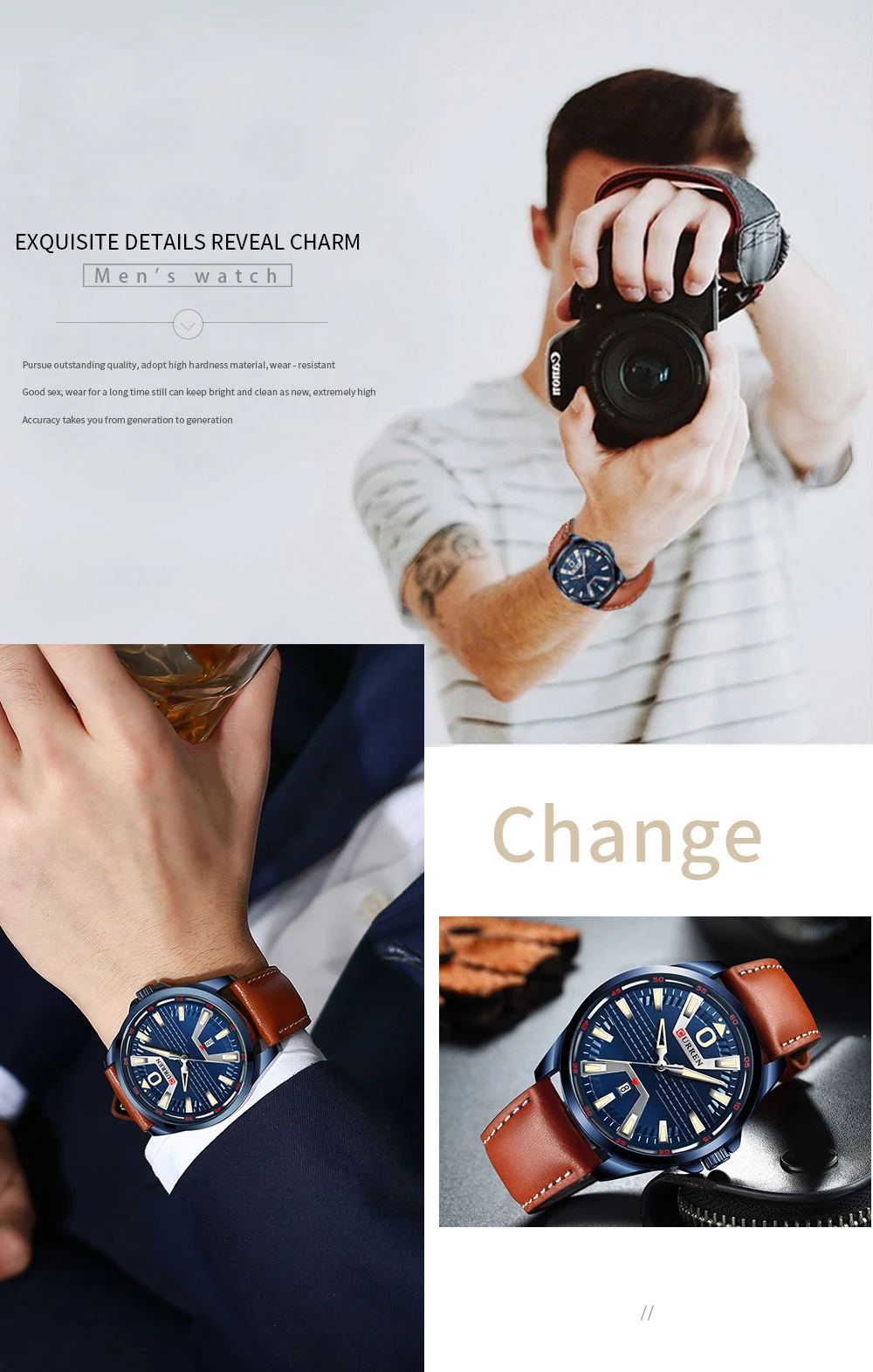 CURREN 8379 PU Leather Analog Watch 6