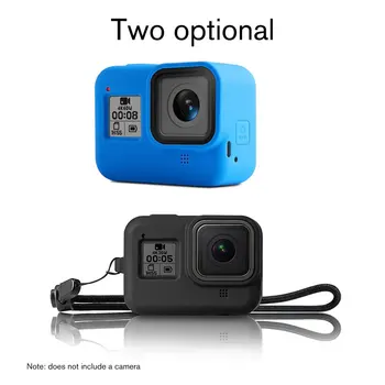 

For GoPro Hero 8 Soft Silicone Protective Case Cover Skin Sleeve + Safety Wrist Strap For GoPro Hero 8 For HERO8 Accessories