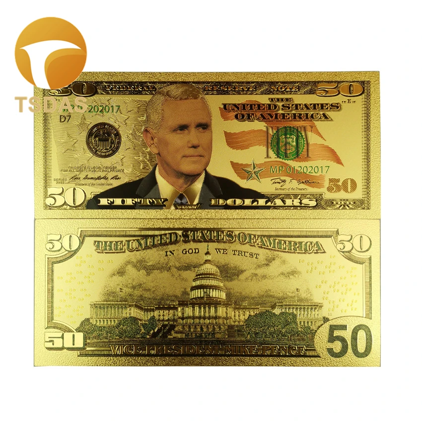 10 шт./компл. Прямая поставка новинка 50 долларов США банкноты в подарок 24K копия