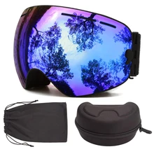 Лыжные очки с тканевой сумкой, чехол, набор лыжных Goggles100% UV400 защита, противотуманные очки для сноуборда, снежные очки для мужчин и женщин