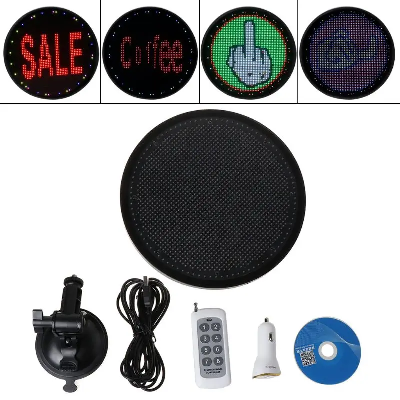 

Round Car LED Lamp Phone Wifi Remote Control DIY Colorful Display Board Light