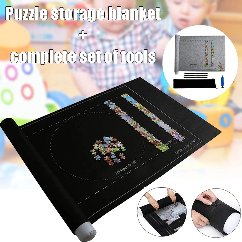 Puzzle Roll Up Mat Jigsaw Fun Game Storage Pad Blanket Kit for Adults
