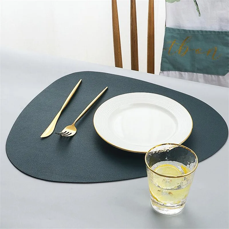 

Breakfast Placemats PU Leather Round Table Napkins Soft Wedding Home Party Decoration Table Towel 39*39 Dinning Mats Insulation