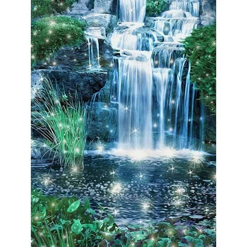 

Diamond Cross Stitch Scenery Full Square Drill Wall Decor Rhinestone Diamond Embroidery Waterfall 5D Handmade