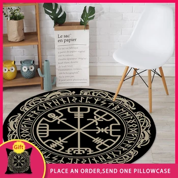 

FYMX Retro Animal Pattern Round Carpet Black Series Rug For Living Room Bedroom Kitchen