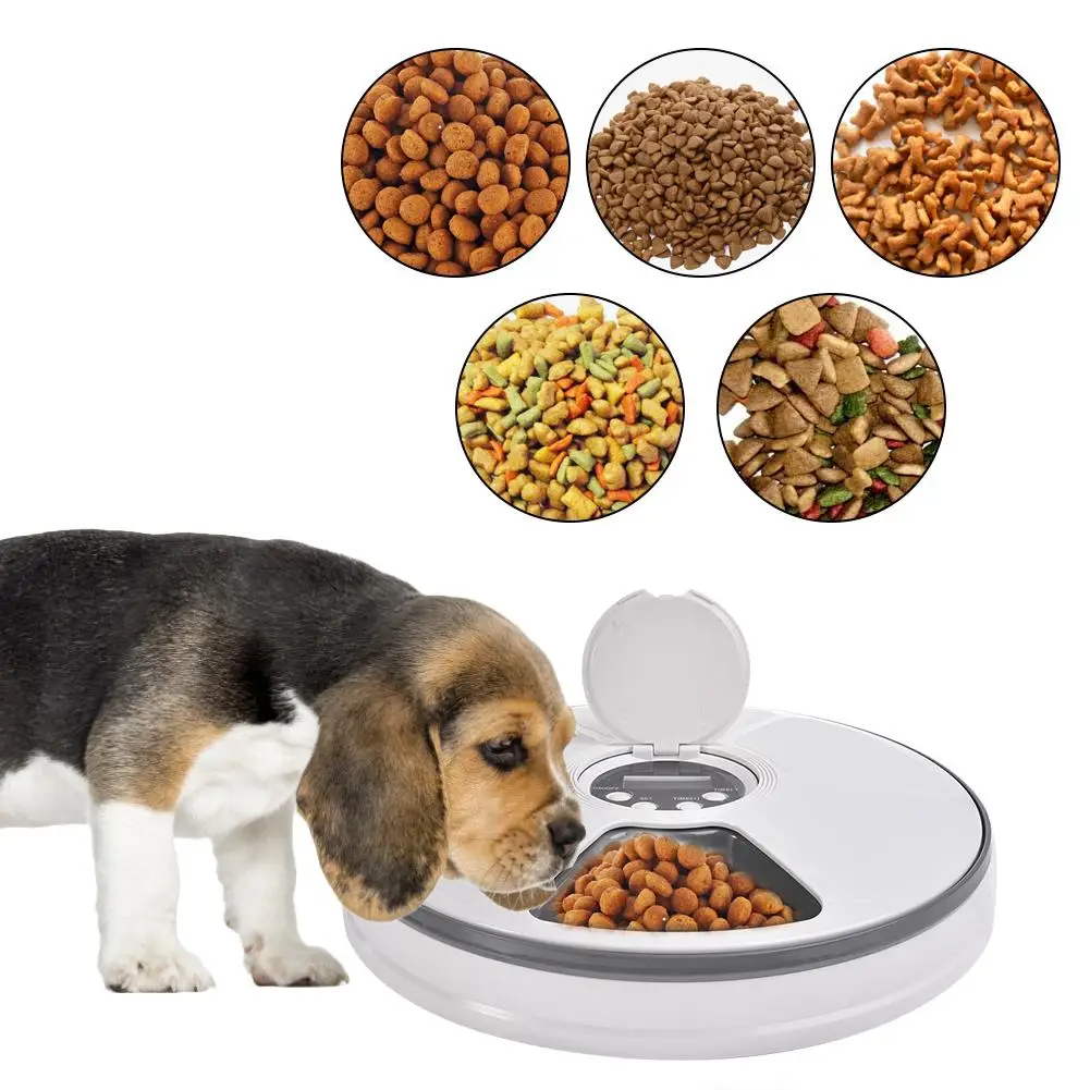 

Automatic Pet Feeder Timing 6 Grids Food Compartments For Dog Cat Rabbit And Small Animals Dry And Wet Food Plate