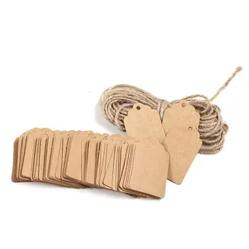 

100 Pieces Kraft Paper Labels Different Forms Of Paper Labels With Rope Tags Kraft Paper DIY Decoration