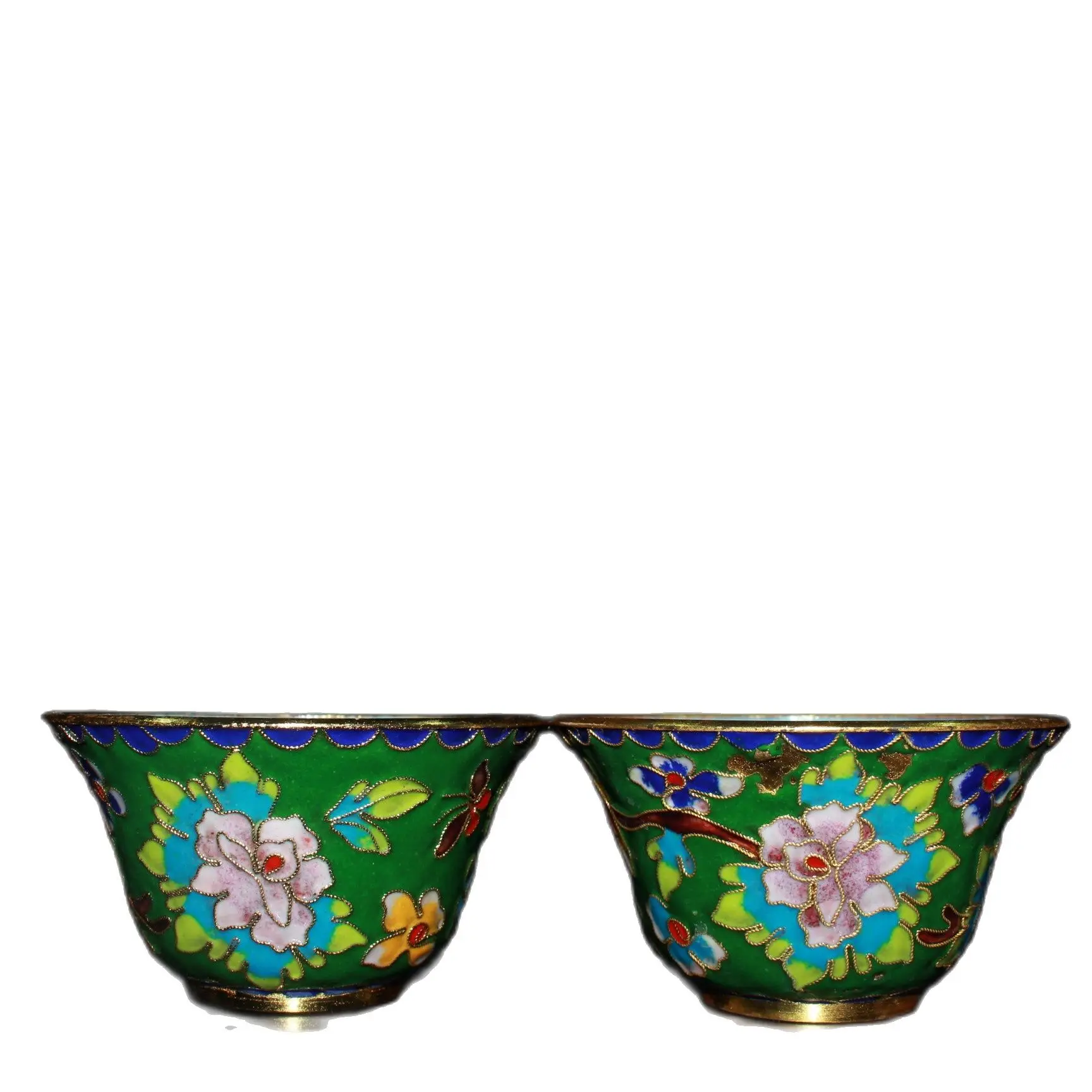

Collection of copper tire Cloisonne wire (a pair of bowls) ornaments