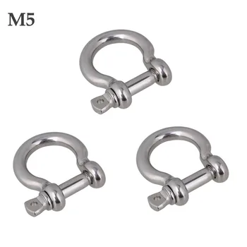 

3PCS M5 Silver 304 Stainless Steel Rustproof Screw Pin Anchor Bow Shackle Clevis European Style