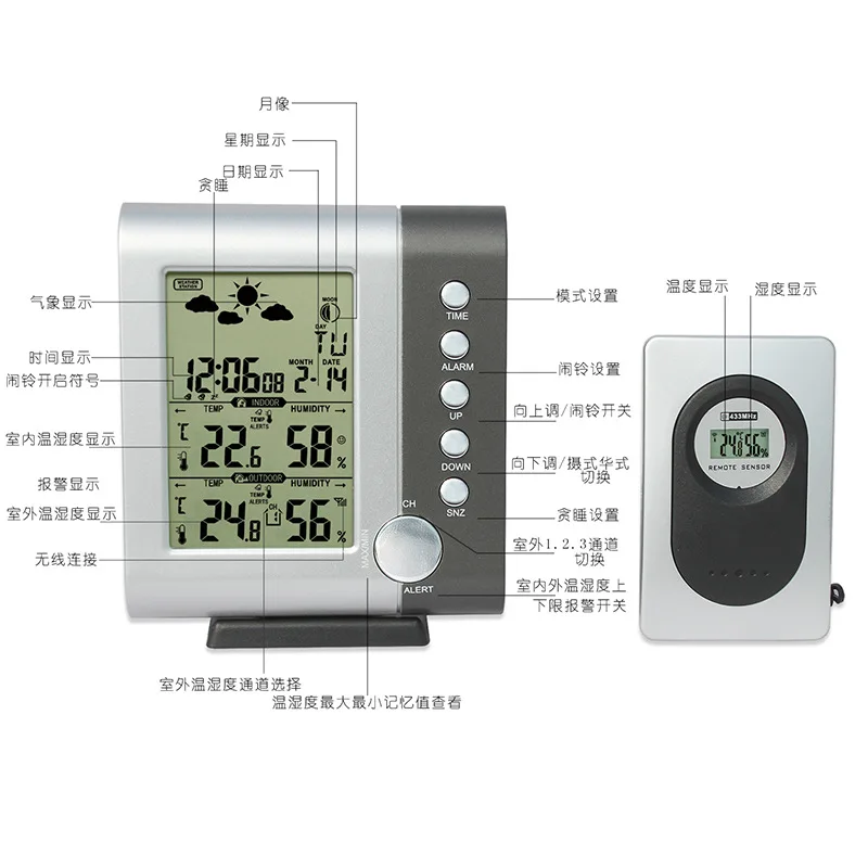 Jimei H105g rf lcd электронный звонок с гигротермографом, электронный будильник