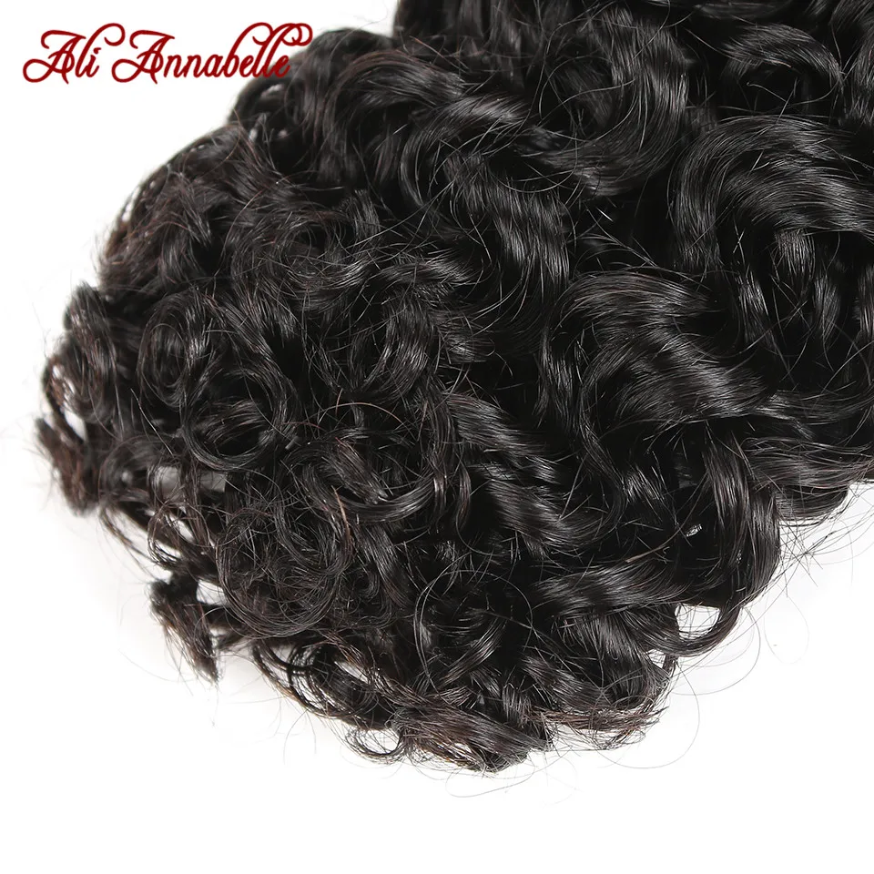 Fasci di capelli umani doppi disegnati Bang Capelli ricci crespi 1/3/4 pezzi Fasci di capelli umani ricci Ali Annabelle Capelli doppi disegnati 100g - immagine 5