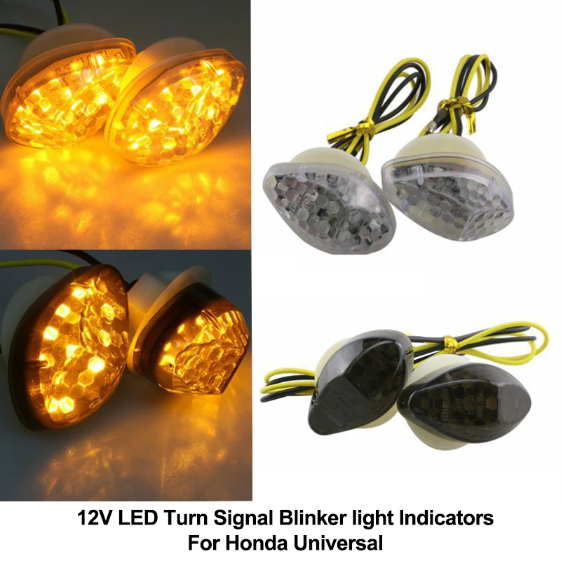 

For Honda 12V Motorcycle LED Front/Rear Turn Signal Blinker light Indicators Universal Bright Yellow Lamp Bike Left+Right/Set