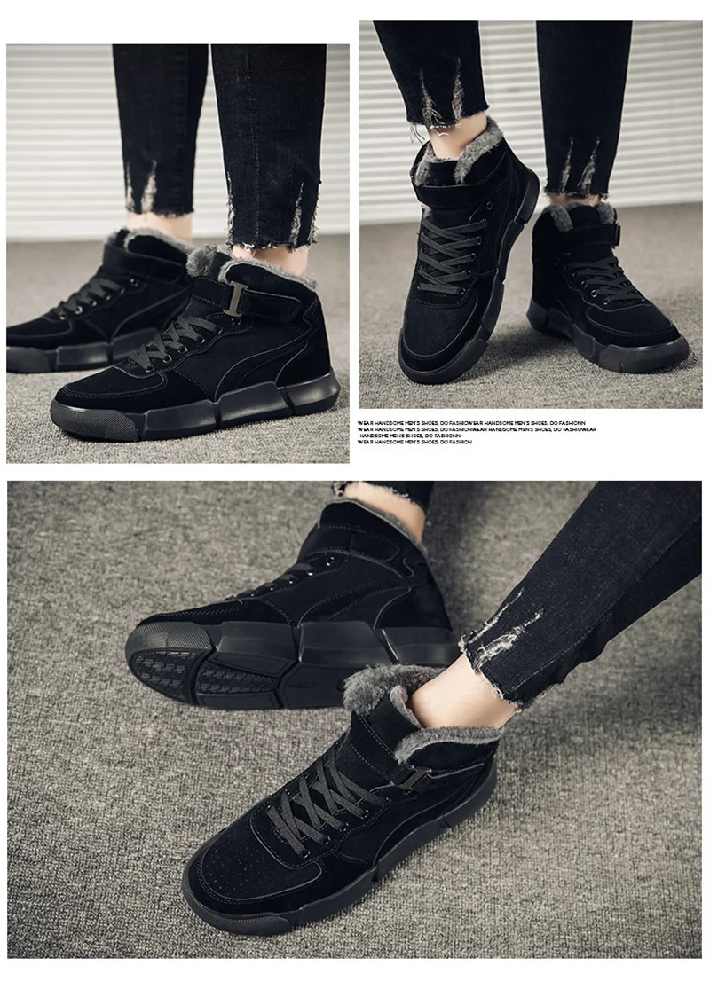 Winter Men Boots Plus Velvet Warm Sneakers Outdoors Waterproof Shoes Men High Top Lightweight Ankle Boots botas de hombre