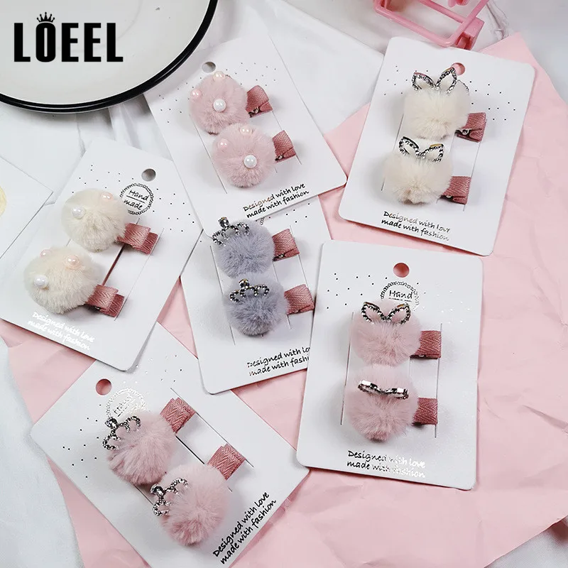 2 шт./лот новинка милые миниатюрные заколки для волос в Корейском стиле плюшевые с