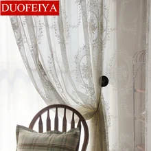 

American Country Garden Rose Covenant Lace Wave Lace Curtain Tulle for Living Room Bedroom Elegant Home Decoration
