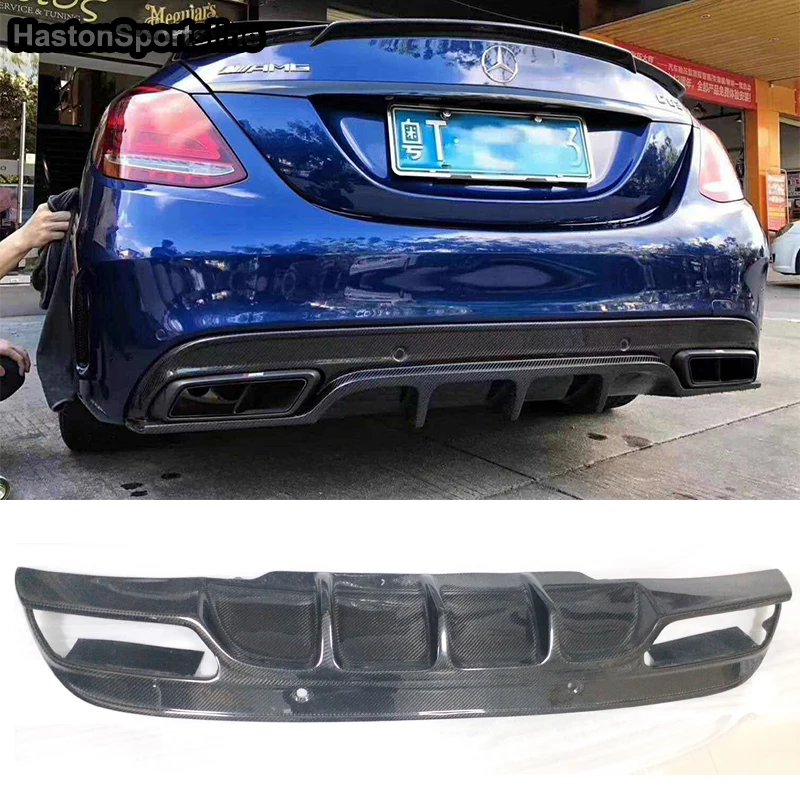 Для Benz W205 C63 AMG 4 комплект задней части кузова из углеродного волокна диффузор