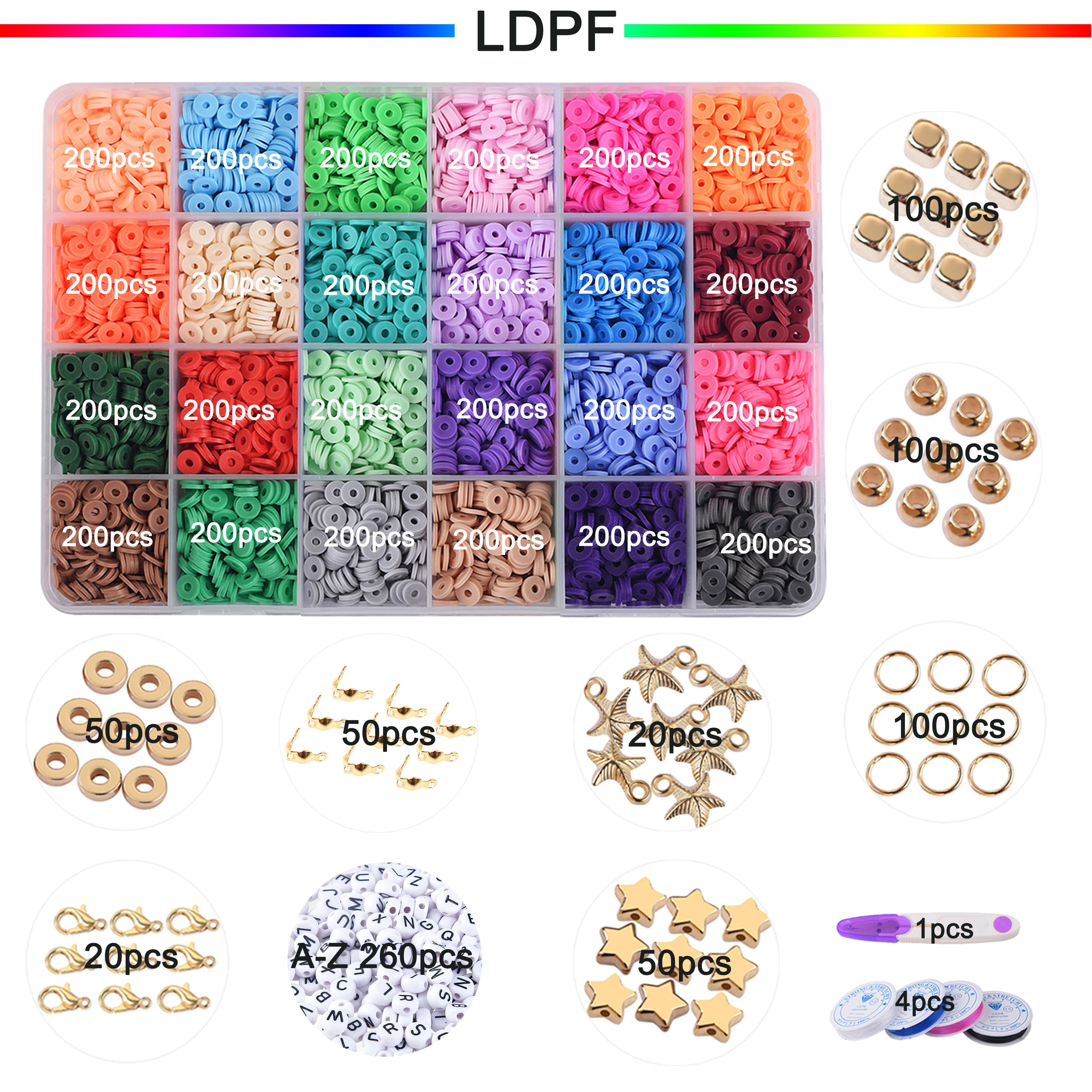Clay Beads for Jewelry Making 6mm Rainbow Disc Flat Bead Kit Cute Heishi  Beed Circle Thin Beads for Bracelets Necklace Crafts