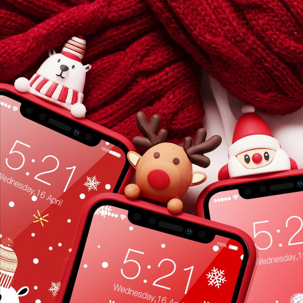 Мультяшный Рождественский Олень чехол для iphone 11 Pro XS Max XR X 5 5S Матовый ТПУ красный чехол для iphone 7 8 6 S 6 S Plus 7Plus чехол медведь