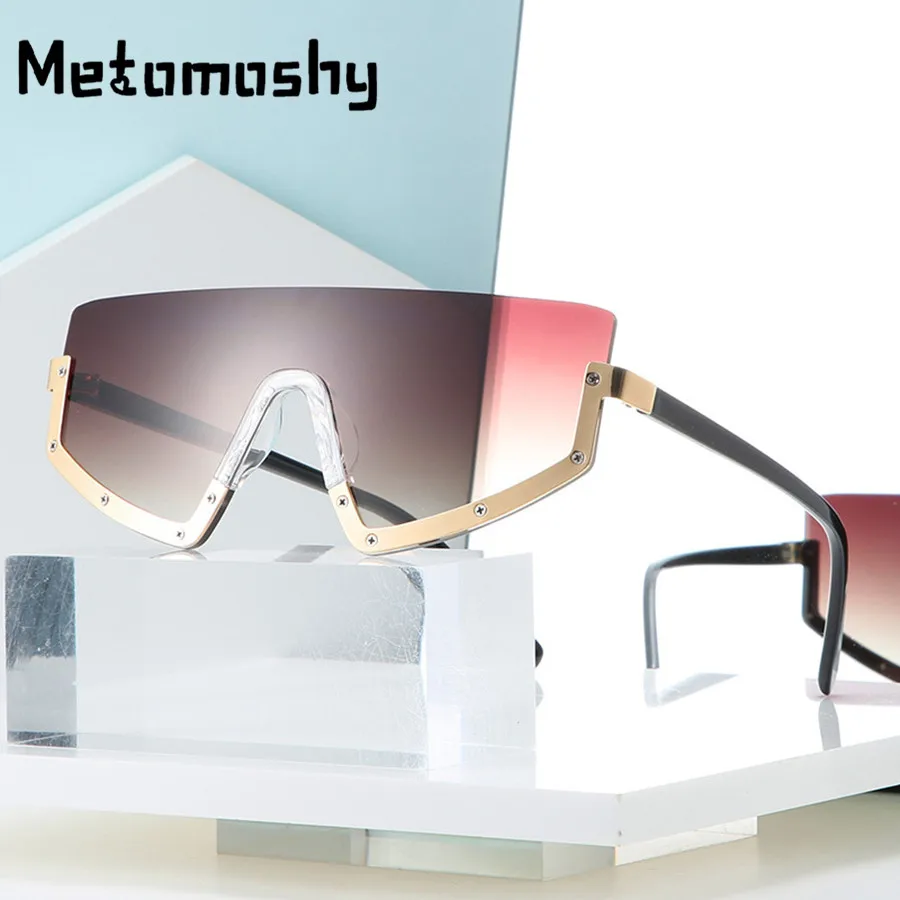 

Sexy Rimless Glasses Oversize Sunglasses Women Luxury 2019 Brand Sun Glass Gradient Lens Mirror Metal Frame Shades Oculos UV400