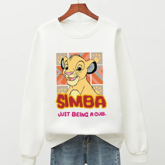 Hot US Anime Simba Hoodies Men Women 90s Aesthetic Streetwear Autumn Winter Warm Fashion The Lion King Sweatshirts Male Felmae White