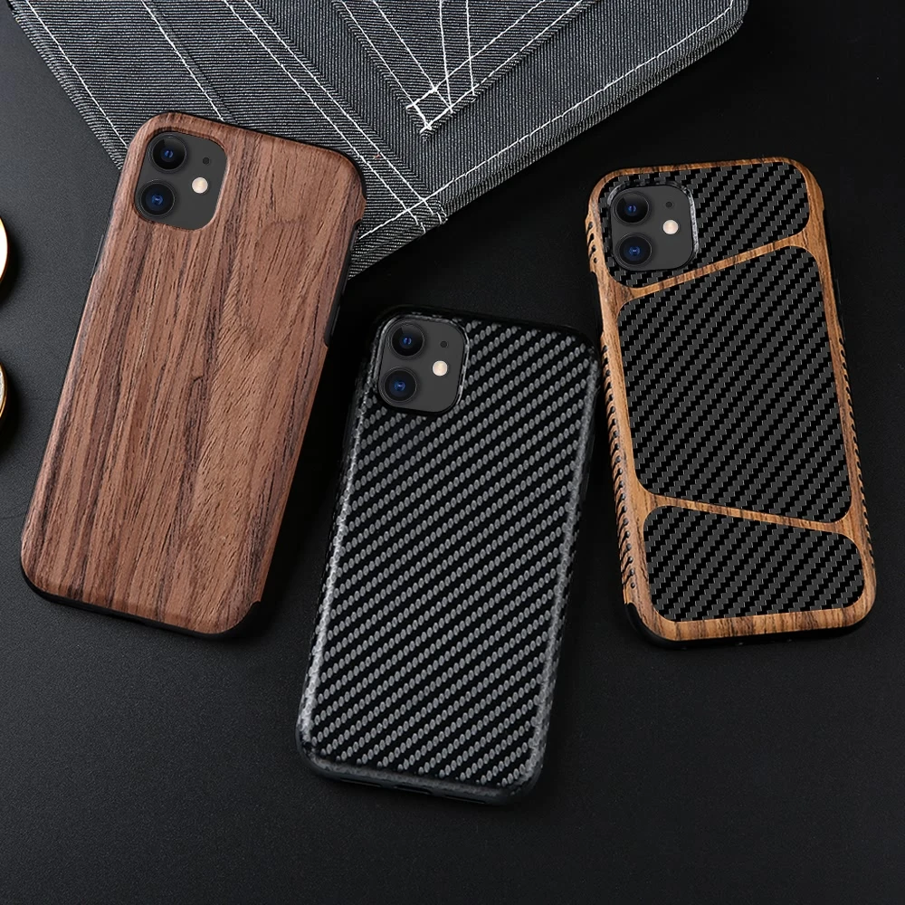 Винтажный мягкий чехол из углеродного волокна для IPhone 11 12 Pro X Xr Xs Max Mini