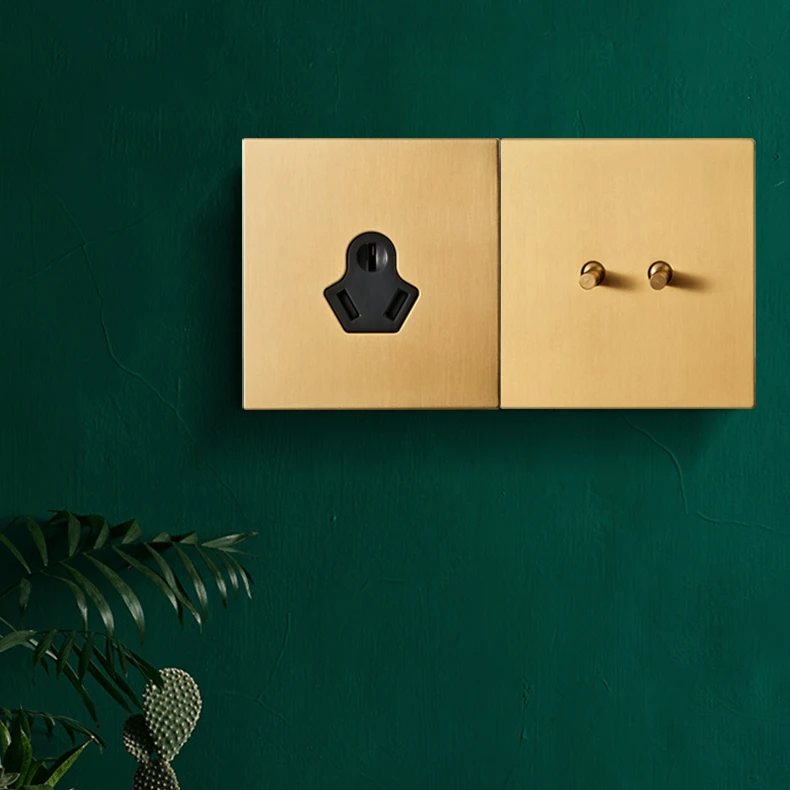 Description Picture 6 of itemAvoir Toggle Switch Usb Wall Electrical Outlets Gold Stainless Steel Panel Vintage Switch Dimmer RJ45 Network Socket EU FR Pulgs