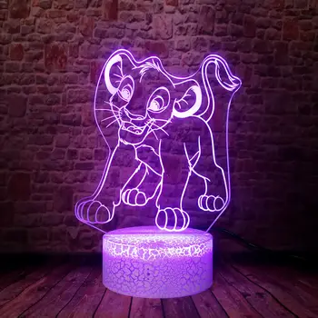 

Flashing Simba Cartoon Figuras Model Juguete 3D Illusion LED Kids Nightlight Colorful Changing Light Lion King Anime Figure Toys
