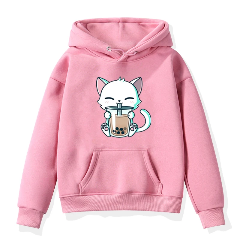 Sudadera Con Capucha Infantil – Estampado De Gatitos Y Galaxias, Bolsillo Canguro Y Tejido Suave Para Niños Y Niñas