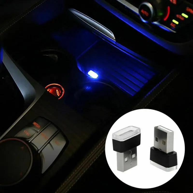 

Mini USB Light LED Modeling Car Ambient Light Neon Interior Light Car Jewelry (6 kinds of light colors)