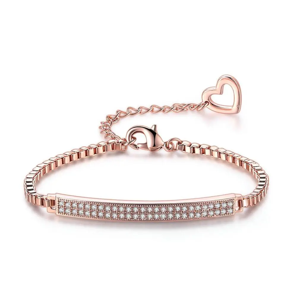 

MxGxFam Rose Russian Gold Color Watch Bracelets for Lady Shinny Cubic Zirconia Not Skin Allergy