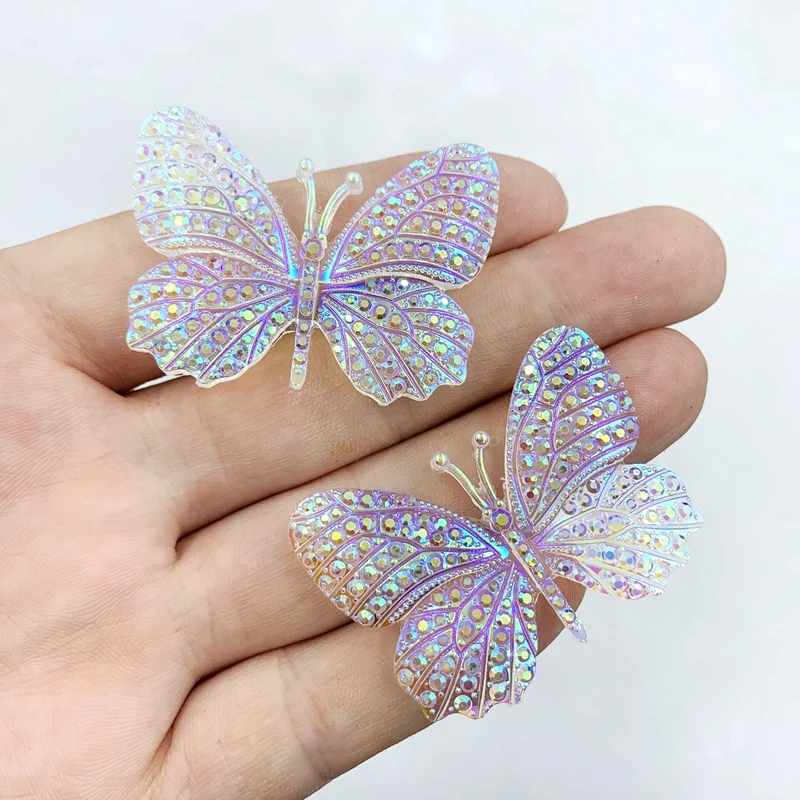 32*43 мм DIY Bling Butterfly Crystal AB Стразы из смолы Flatback Камень Кабошон Свадебные